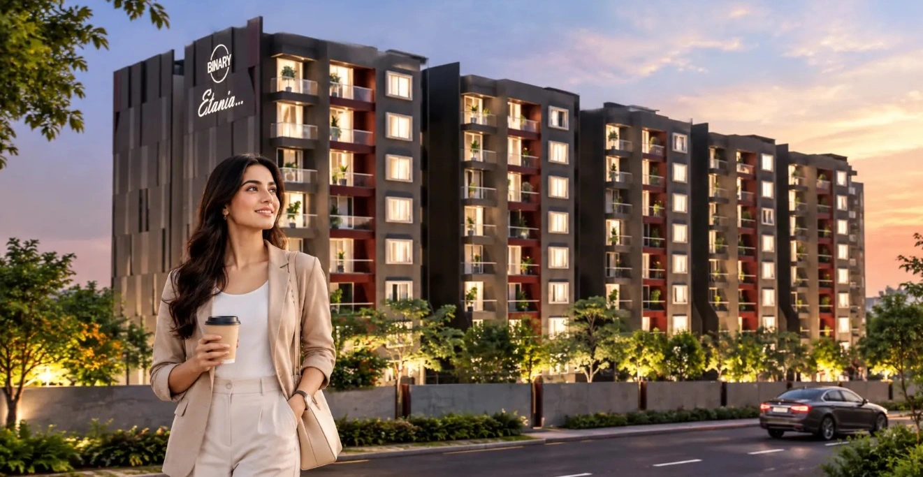 Binary Etania apartment in Sarjapur Road with modern residential building and landscaped surroundings